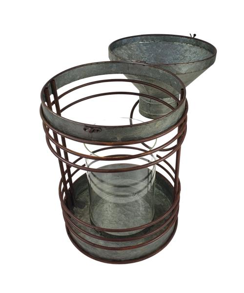 2er Set Zink Laterne mit Glas Windlicht im Industrie-Look